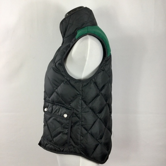 Lauren James Easton Vest Down Black Green Quilted Pockets Stand Up Collar Size M - Picture 7 of 15